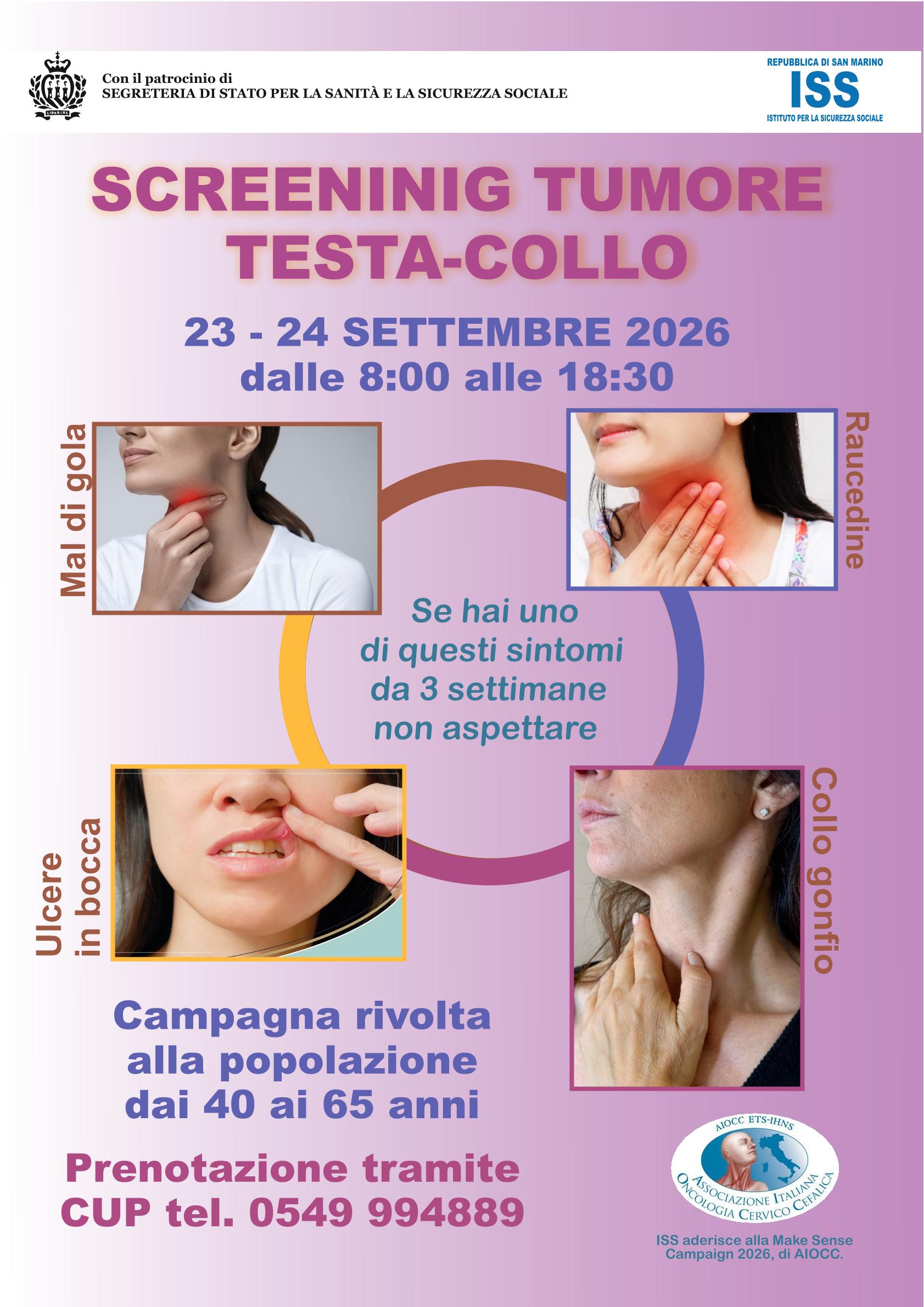 Prevenzione dei tumori testa-collo: a San Marino due giornate dedicate alla diagnosi precoce